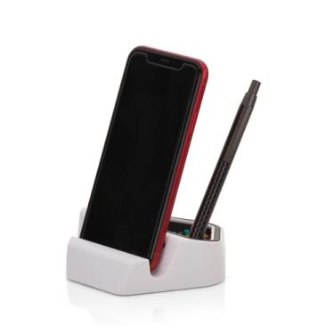 Imagem de Kit Escritório Completo com Caderno, Mouse Pad, Caneta, Porta Objetos, Régua e Estojo, Material Escolar e Papelaria para Organização (Porta objetos Branco)