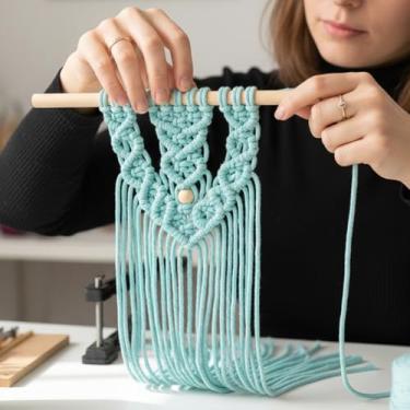 Imagem de Cordão de macramê 3 mm x 100 jardas corda de algodão colorido para pendurar na parede, decoração de casa, cabides de plantas (azul claro)