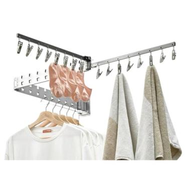 Imagem de Hhsdyl Varal de Parede Dobrável com Braço Articulado | Rotação de 180° e Poupa Espaço para Lavandaria, Roupeiro | Barra Resistente para Pendurar,Gray,A