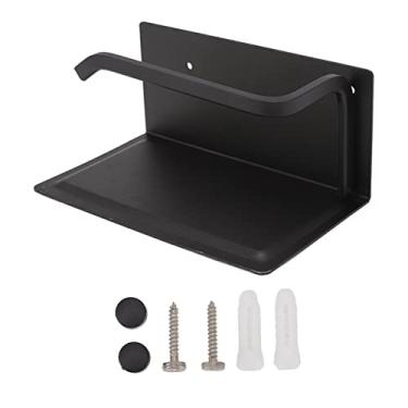 Imagem de Suporte de tecido para parede, suporte para tecido higiênico, cabide de rolo de papel para banheiro com prateleira de telefone preto