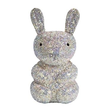 Imagem de DKQXEIM Bolsa feminina fofa em forma de coelho com strass chique animal cristal clutch glitter bolsa completa diamante para festa de formatura, Ab dourado