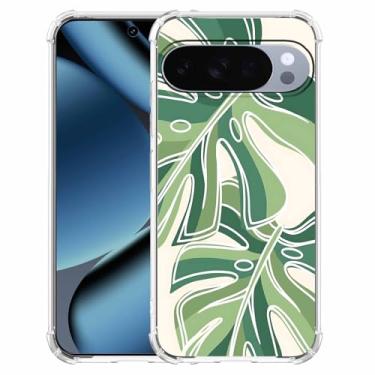 Imagem de AOSSXIN Monstera Leaves Minimalista Planta Linha Artística, Capa Amortecedora de TPU Macio Moderno para Google Pixel 10 e Pixel 10 Pro Transparente