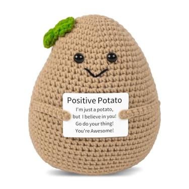 Imagem de Rixonto Positive Potato Crochet Figure, Handmade Desk Decor & Emotional Support Collectible with Positive Card, Funny Encouragement Gift with Small Butt Detail