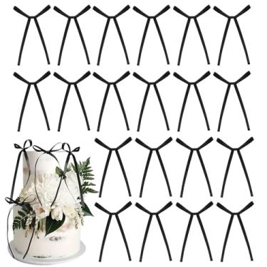 Imagem de 20 Pcs Bow Cake Toppers Valentine's Birthday Charming Polyester Bowknot Ribbons Cupcake High Footed Cup Dessert Blloon Wall Party Decorations Supplies for Weddings Baby Showers Bridal Party