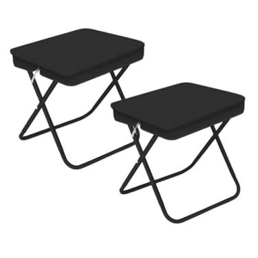 Imagem de Banqueta Dobrável Portátil em Alumínio — Leve, Ideal para Pesca, Piquenique e Acampamento ao Ar Livre (PRETA, 2 UNIDADES)