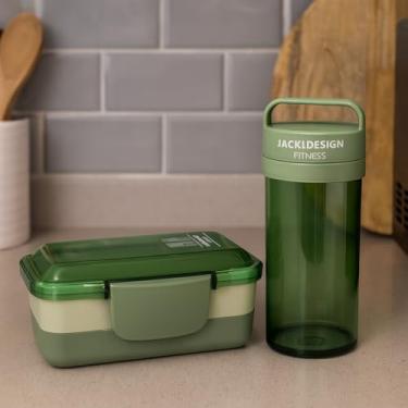 Imagem de Kit de Garrafa 430ml e Marmita 2 andares 950ml Luxo Para Armazena Alimentos e Bebida Para Viagem Trabalho e Passeio (Verde)