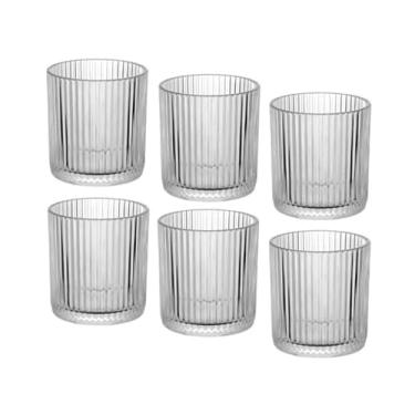 Imagem de Jogo 6 Copos Baixo Transparente Vidro Canelado 280ml Graffiato (Perfeito P/Whisky, Drinks, Bebidas)