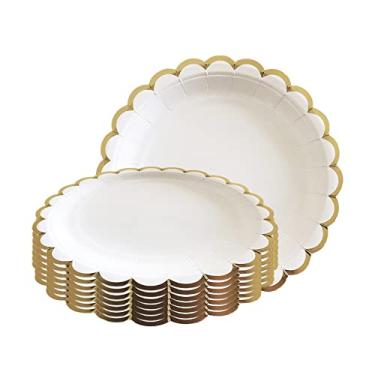 Imagem de Matybobe 8 peças descartáveis de 17 cm pratos descartáveis de papel compostável conjunto de utensílios de mesa ecológicos degradáveis para churrascos de aniversário acampamento piqueniques festa