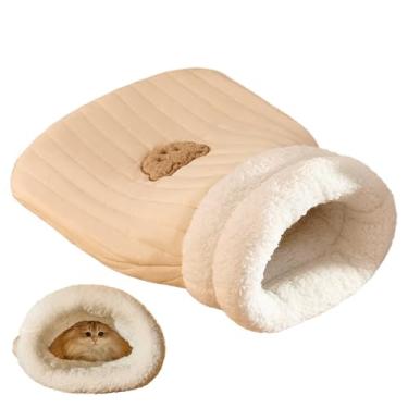 Imagem de Saco de dormir para gatos, cama macia e confortável para gatos, camas aconchegantes em caverna, saco de dormir , fácil acesso para gatos e cães pequenos