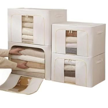 Imagem de Caixa Organizadora Multiuso com Zíper 50x40x30cm – Grande Capacidade, Flexível, Dobrável e à Prova de Poeira para Guarda-Roupa