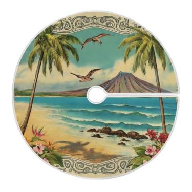 Imagem de ATTX Saia vintage havaiana para árvore de Natal 129 cm, decoração festiva para festas de Natal e Ano Novo #654