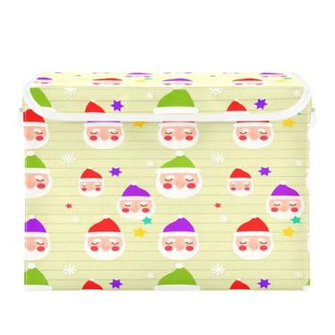 Imagem de SEHANY Cestas de armazenamento de Papai Noel de Natal com tampas, organizador de caixas de armazenamento de tecido para armário de roupas, cobertor de escritório, berçário, 42 x 32 x 30 cm