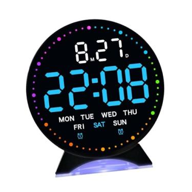 Imagem de WeiLaiKeQi Despertador de cabeceira multifuncional para decoração de casa, relógio digital silencioso com visor LED para cozinha, crianças, adultos e escritório, Preto Azul