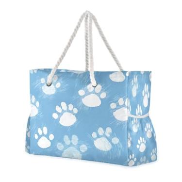 Imagem de ATTX Bolsas de praia femininas com estampa de pata de cachorro - Bolsas de praia grandes com zíper, impermeável, à prova de areia, bolsa para piscina grande #76