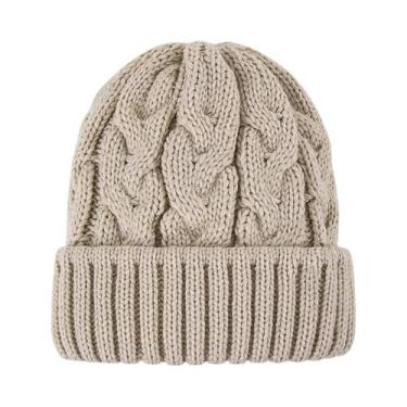 Imagem de Gorro De Inverno Feminino Quente De Tricô Feito À Mão, Boné Grosso E E