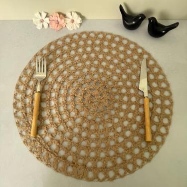 Imagem de Jogo Americano Redondo Juta Boho 38cm Sousplat Rústico Transpassado Mesa Posta (6, Mod C)