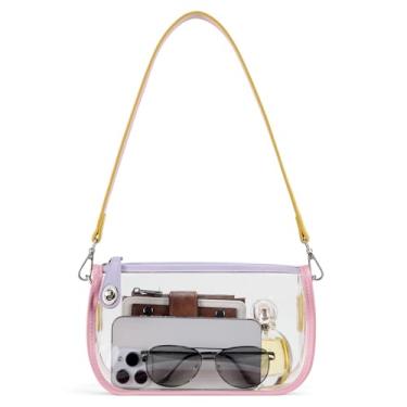 Imagem de CLUCI Bolsa transparente para eventos de estádio, bolsas transparentes para mulheres, bolsa transversal pequena para shows, eventos esportivos, festivais, Transparente misto