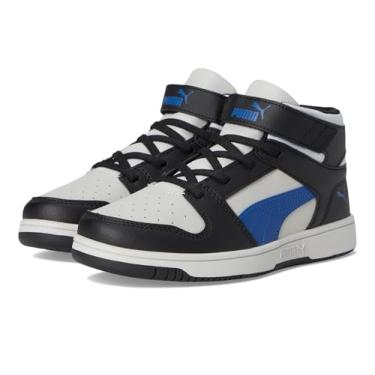 Imagem de PUMA Tênis infantil unissex Rebound Layup Mid Hook and Loop, Cinza claro - azul-claro e preto puma, 10.5 Little Kid