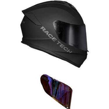 Imagem de Capacete Race Tech Hit Monocolor Preto Fosco Mais Viseira Camaleão Vermelha-Masculino