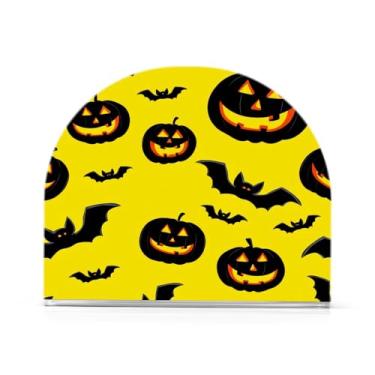 Imagem de Wassud Porta-guardanapos acrílico assustador abóboras e morcegos, dispensador de guardanapos de papel moderno em forma de U para mesa, cozinha, sala de jantar, bancada 1 peça (comporta 50-60