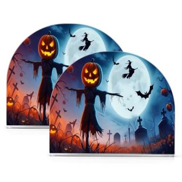 Imagem de Wassud Porta-guardanapos de acrílico assustador de Halloween, moderno dispensador de guardanapos de papel em forma de U para mesa, cozinha, sala de jantar, bancada 2 peças (comporta 50-60 guardanapos)