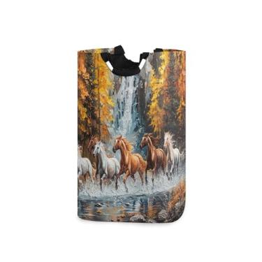 Imagem de xigua Cavalo de corrida grande cesto de roupa suja com alça, cesto de roupas dobrável para organização de brinquedos e roupas no quarto, banheiro e lavanderia