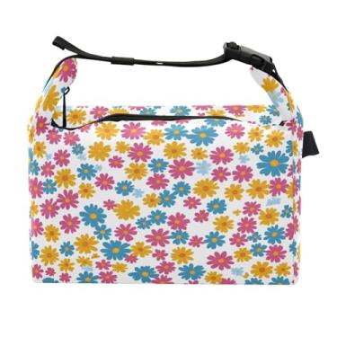 Imagem de STAYTOP Linda lancheira de pétalas coloridas com fivela de alça, lancheira isolada para meninos e meninas, lancheira térmica para trabalho escolar