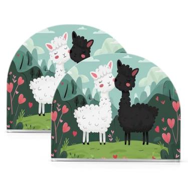 Imagem de Wassud Porta-guardanapos de acrílico de alpaca de desenho animado, dispensador de guardanapo de papel moderno em forma de U para mesa, cozinha, sala de jantar, bancada 2 peças (comporta 50-60