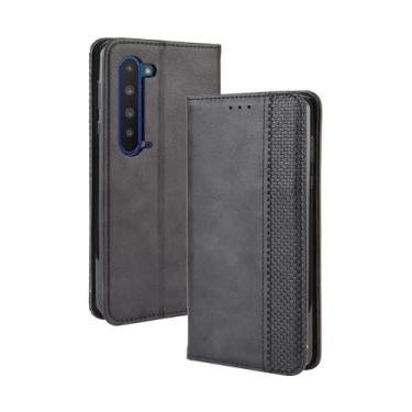 Imagem de Capa flip de couro para SHARP Aquos R5G,Flip magnético retro,Caso de telefone de couro PU,Design de carteira com 3 slots de cartão e 1 clipe de dinheiro -Black