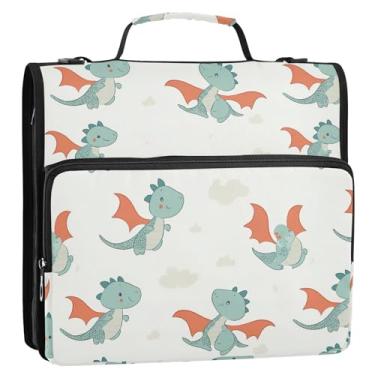 Imagem de Coikll Pasta expansível para fichário com zíper dragão de fogo fofa, organizador de fichário com alça de ombro e alça para facilitar o transporte