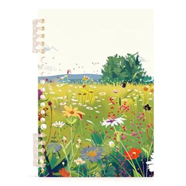 Imagem de Burbuja Caderno Wildflowers, papel pautado universitário A5 com 60 folhas, fichário para escritório, 1 pacote