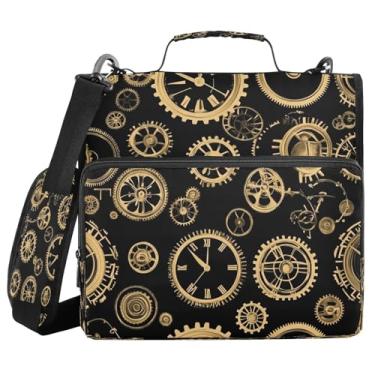 Imagem de Fichário com zíper para relógio com alça e alça de ombro, fichários de 3 anéis de 3 cm