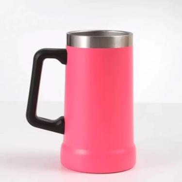 Imagem de Caneca Térmica Chopp Cerveja 710ml - Camada Dupla Em Inox 304, Mantém Bebidas Frias/Quentes, Anti-Vazamento Ideal para Churrasco e Bar(ROSA)
