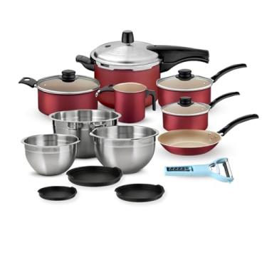 Imagem de Jogo de Panelas 10 Peças Turim Antiaderente Conjunto de Bowls Tigelas Cumbuca Saladeira em Inox Com Descascador Saca Rolha Abridor de Garrafa Utensilios Cozinha