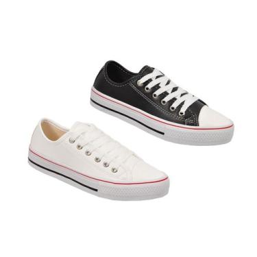 Imagem de Kit 2 Pares Tênis All One Star Casual Feminino Conection, PRETO/BRANCO