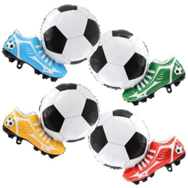 Imagem de Pacote com 4 balões de futebol e sapatos de futebol – 45,7 x 68,5 cm vermelho/amarelo/azul/verde balões de sapato de futebol alumínio decoração esportiva para festa de aniversário de futebol