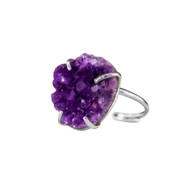 Imagem de Anel De Drusa De Ametista Roxa (Prata)