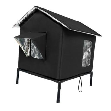 Imagem de Generic Casinha para gatos de exterior, abrigo para gatos selvagens, proteção com pés elevados, casinha para gatinhos para o inverno, quintal, jardim, Preto, L