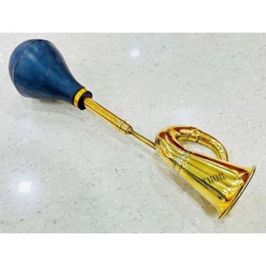 Imagem de Buzina de táxi de borracha de latão estilo trompete clássico vintage para bicicleta de carro de passageiros - Buzina de ar retrô com lâmpada para carrinho de golfe de carro antigo (trompete clássico