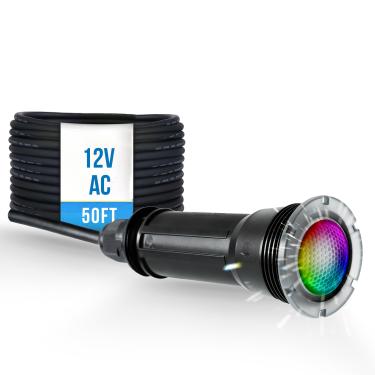 Imagem de Jeavle Luzes de piscina para piscina enterrada, substituição direta para Pentair GloBrite, luz de piscina e spa LED de 1,5 polegadas, IP68 impermeável, AC12V, cabo de 15 m