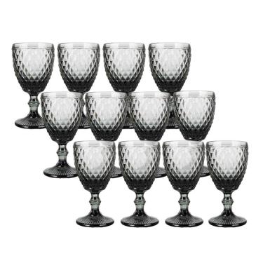 Imagem de Jogo 12 Taça De Vidro Bico De Abacaxi Cinza 340 Ml Agata Em Casa Tem