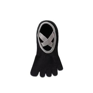 Imagem de Meias femininas de Pilates com garras antiderrapantes, meias de ioga de cinco dedos para barra, descalço, treinamento físico, Preto, Medium