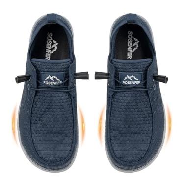 Imagem de Sosenfer Tênis masculino Steel Toe – Tênis de trabalho de segurança composto leve com design respirável, Azul escuro 1911, 10 Wide