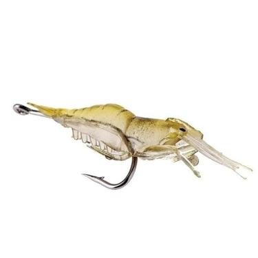 Imagem de Kit 30 Iscas Artificiais Camarão Macio 4cm – Isca de Pesca com Anzol em Silicone, Amarelo e Luminescente(Amarelo,KIT-20)