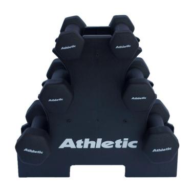 Imagem de Kit Halter Sextavados Athletic 9kg 3 Pares De Halteres Com Suporte Para Treino E Musculação
