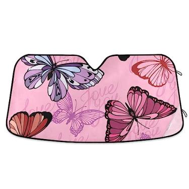 Imagem de Protetor solar de carro colorido de tons rosa, persianas de janela de carro, proteção UV dobrável para janela de carro, cobertura solar para para-brisa de carro