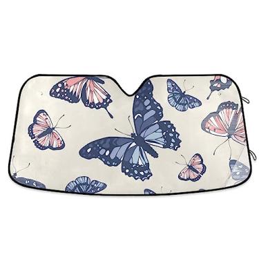 Imagem de Para-brisa colorido de borboleta para carro, proteção UV, persiana dobrável para janela de carro, viseiras de sol para carro, SUV, acessórios de carro