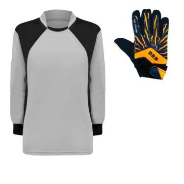 Imagem de Camisa Goleiro trb Infantil + Luva DRB Laranja Infantil, Cinza, 8