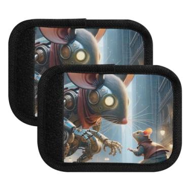 Imagem de Alça de bagagem para mouse e gato, envoltórios de alça de mala, marcadores de bagagem para viagem no aeroporto, mala de viagem, mala, carrinho, pacote com 4