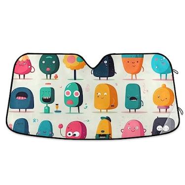 Imagem de Sombra de carro de monstros fofos de desenho animado, para-brisa de carro dobrável, proteção UV persiana dobrável para janela de carro, acessórios de carro de verão